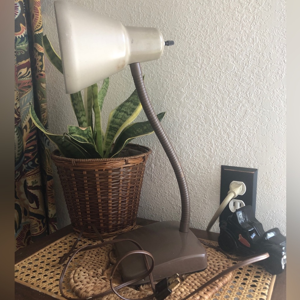 Industrial MCM Gooseneck Brown Table Lamp - Picture 2 of 14